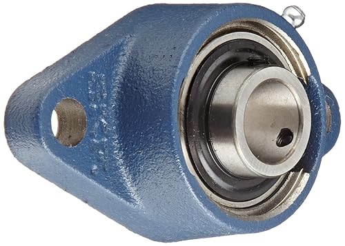 SKF FYTB 15 TF Ball Bearing Flange Unit, 2 Bolts, Setscrew Locking, Regreasable, Contact Seal, Cast Iron, Metric, 15mm Bore, 76.5mm Bolt Hole Spacing Width - Poueer