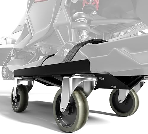 Snowmobile Dolly Sets Heavy Duty V-Slide with 3' PP/TPR Swivel Casters and Rubber Pad Protecting Skis 1500 lbs Capacity(Gray) - Poueer