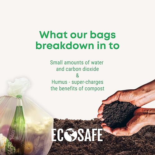 EcoSafe-6400 HB3039-8 Certified Compostable Bag - 30x39” Green Bags for 30 Gallon Bin - Extra Strong Leak, Puncture and Tear Resistant Food Scraps Bin Liners, Pack of 135 - Poueer