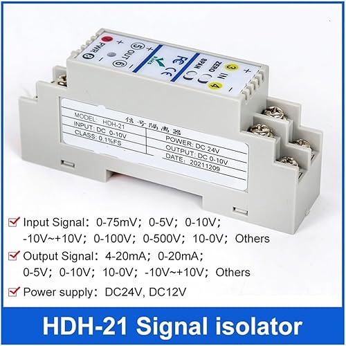 Resistance Transmitter Potential Isolator Current Voltage 4-20mA Signal Converter 25.4X108X47mm(12Vdc,0-500OHM to 1-5V_0-5V) - Poueer
