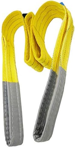 SUPERLIFT 3' Wide x 16' Length 2 Ply Nylon Lifting Sling, Eye & Eye, Heavy Duty, 6600 lbs Vertical, 5280 lbs Choker, 13200 lbs Basket Load Capacity, Yellow - Poueer