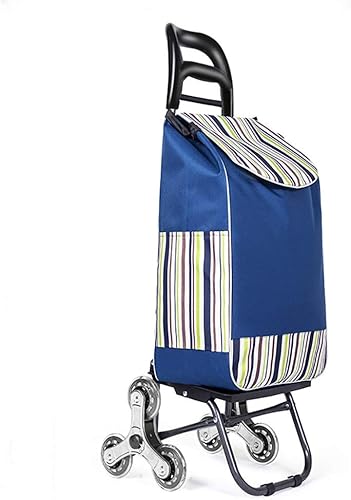 Hand Trucks Stair-Climbing Shopping Cart, Metal Frame 6-Wheel Multifunctional Shopping Cart, Multifunctional Luggage Cart with Wheels Trolleys(B) - Poueer