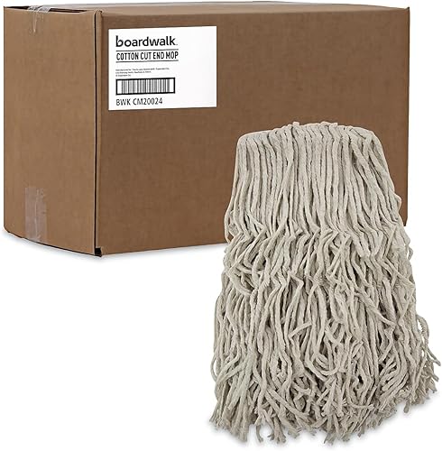 Boardwalk CM20024 Banded Cotton Mop Heads, 24oz, White, 12/carton - Poueer