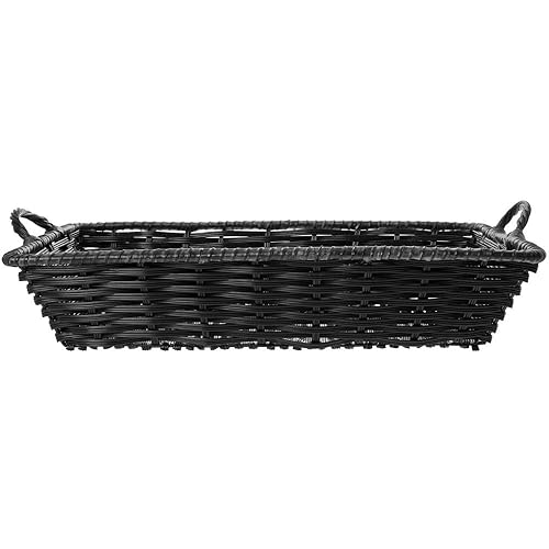 HUBERT Black Storage Basket with Handles - 20'L x 13 1/2'W x 4'H - Poueer