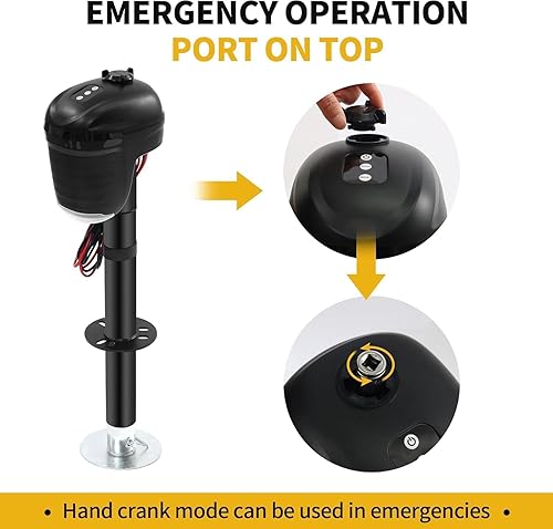 USA 12V Electric RV Trailer Tongue Jack Touchpad Controls 4,000LB Lift Capacity 18in Travel + 4.5in Ext - Poueer