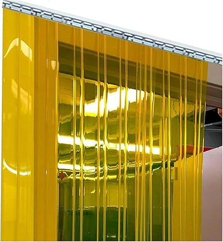 Yellow Plastic Vinyl PVC Strip Door Curtain，Windproof Plastic Vinyl Strip Curtain Commercial Entry Doors for Walk in Freezer, Cooler, Home, Mall, Warehouse Doors - Poueer