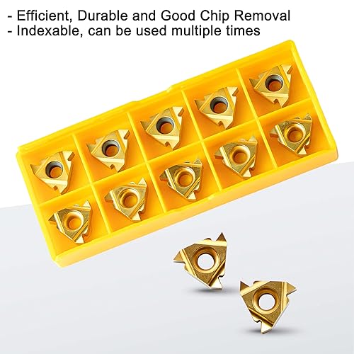 Metal Lathe Cutting Tools - 1/2' and 5/8' Threading Tool Holder Boring Bars with 10pcs Indexable Carbide Inserts 16IR 16ER for Turning Threading Boring Lathe Cutting - Poueer
