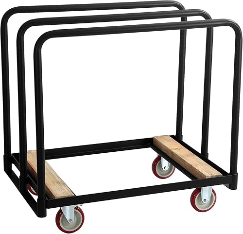 Panel Truck Cart with Handles, Steel Panel Dollies Cart with 4 Swivel Wheels, Drywall Sheet Carts Handling Wall Panel Rolling Dollies, 1500LBS Load Capacity Platform Truck Dollies - Poueer