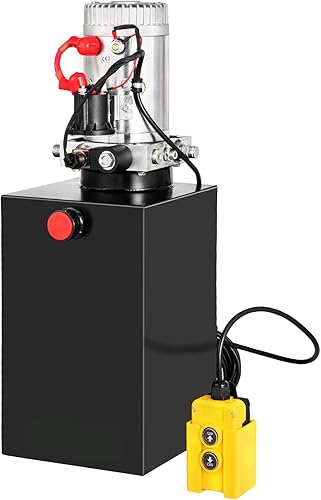 Happybuy Hydraulic Pump 15 Quart, Electric Single Acting for Dump Trailer, High-Pressure Pump - Poueer
