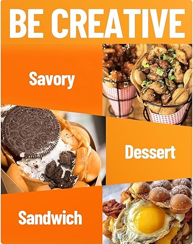 PYY Bubble Waffle Maker - Double 180° Rotate, Non-stick, 1500W, 110V, 50-250℃, Commercial & Home Use, Stainless Steel, Easy Clean - Poueer