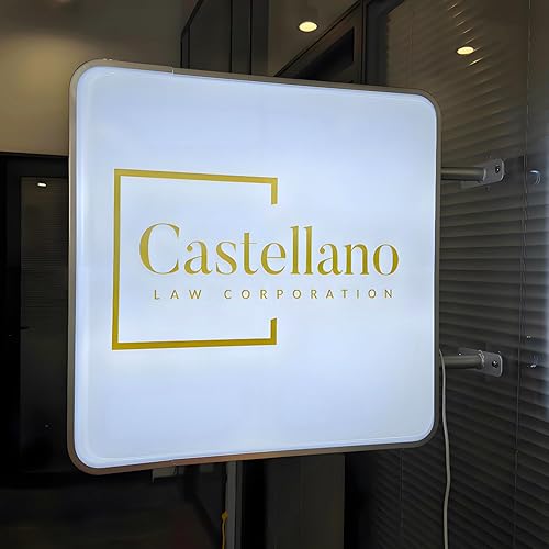 Welaldmire Custom Round Projecting Lightbox Sign, Double Sided Illuminated Store Signs, Circle Outdoor LED Logo Shop Signage for Business Retail Advertising, Cafés, Bars & Restaurants (Optional 10' to 24') - Poueer