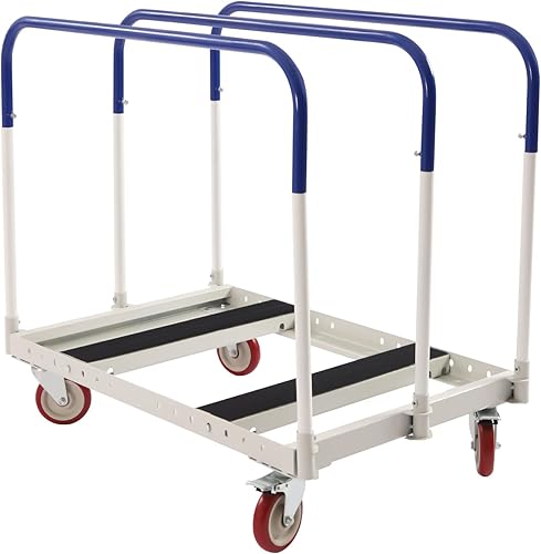 1500lbs Steel Panel Truck Cart, Platform Truck Cart, Lumber Cart Drywall Dolly Cart, Drywall Cart Panel Cart Dolly with 4 Dual-Bearing Casters, Steel Panel Cart, Steel Frame Dolly (1000lbs-39x24in) - Poueer