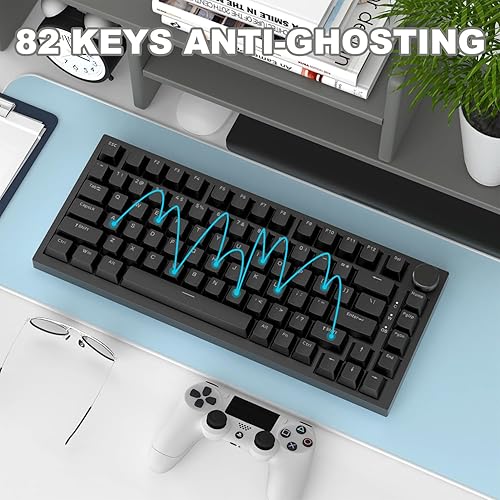 ATTACK SHARK X820ULTRA Wireless Gaming Mechanical Keyboard with TFT Smart Display&Knob,Side Printed PBT,Gasket Mounted 75% TKL Keyboard,BT5.0/2.4GHz/USB-C,RGB Backlit（White Contour,Shark Switch - Poueer