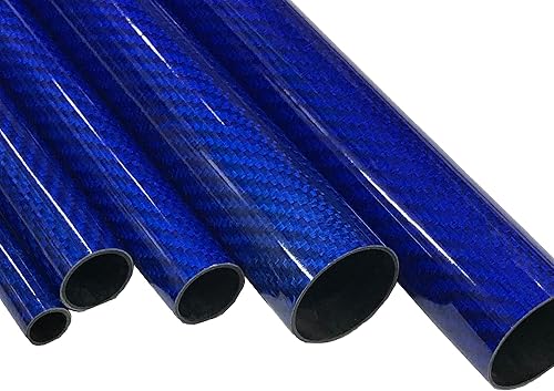 CARBON FIBER TUBE - Blue -20mm X 18mm X 1000mm - Hollow carbon fiber rods - Glossy carbon tubes - Pure carbon fibre tubes - Lightweight High Strength Carbon Fiber Shaft - 39.4 in x .78 in - Poueer