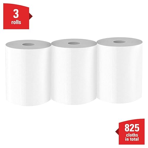 WypAll PowerClean X70 Cloths Medium Duty Wipes (41702), Center-Pull, Long Lasting Towels, White (275 Sheets/Roll, 3 Rolls, 825 Sheet Total) - Poueer