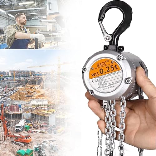 Manual Chain Block Hoist Come Along Heavy Duty Hooks Commercial Grade Steel for Lifting Pulling Construction Building Garages Warehouse Automotive Machinery,250KG*3m - Poueer
