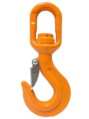 5 Ton X100 Alloy Swivel Bearing Hoist Hook with Latch Load Rotation Device - Poueer