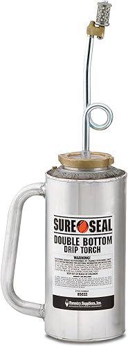 Forestry Suppliers Sure-Seal Double-Bottom Drip Torch | Heavy Duty 15 Gauge Aluminum Canister | Big Mouth for Easy Filling | Fuel Trap & Check Valve for Protection | Oil Proof Gaskets - Poueer