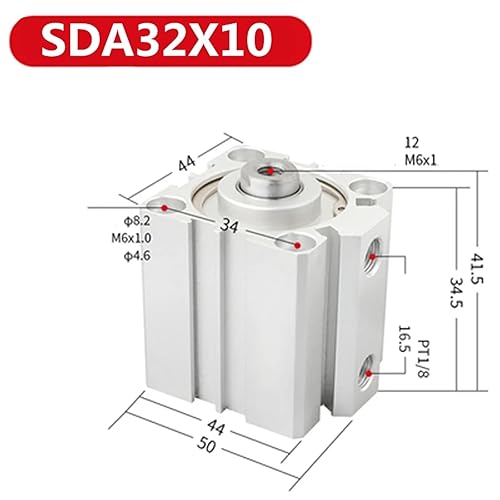 Type SDA Square Pneumatic Mini Cylinder Air Control SDA20/25/32/40x5x10x15x20x25x30x35x40x45x50(SDA40x5) - Poueer
