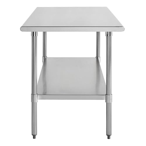 Kratos Commercial Worktable, Stainless Steel Kitchen Prep Table 30' Dx60 W with Undershelf, NSF, 18ga/304SS (28W-018) - Poueer