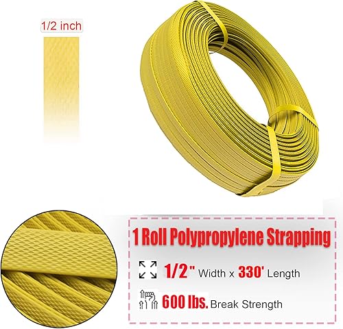 Poly Strapping 1/2inch x 660ft, 100pcs Snap-On Seals, Tensioner Sealer Tools,Havey Duty Pallet Strapping Kit - Poueer
