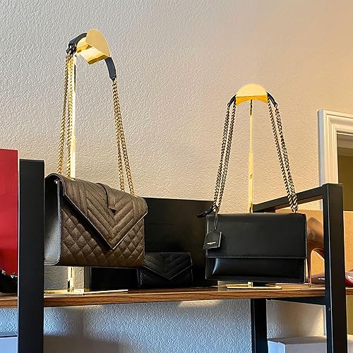 Royxen 3 Pack Handbag Rack Stainless Steel with Adjustable Height, Purse Display Stand, Black - Poueer