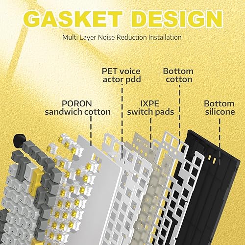 ATTACK SHARK X820ULTRA Wireless Gaming Mechanical Keyboard with TFT Smart Display&Knob,Side Printed PBT,Gasket Mounted 75% TKL Keyboard,BT5.0/2.4GHz/USB-C,RGB Backlit（White Contour,Shark Switch - Poueer