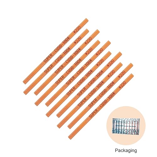MIRACLE Super Ceraton Ceramic Fiber Stones Pack of 10-100L x 4W x 1T mm for Metals Wood Mold Grinding Removal Deburr Pneumatic Toos Ultrasonic Tools (#120 Dark Brown) - Poueer