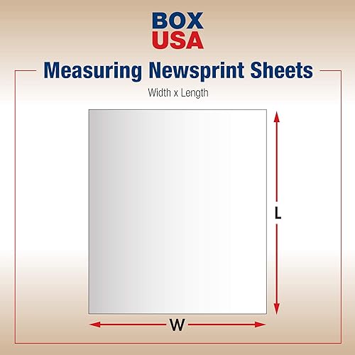 BOX USA Newsprint Packing Paper Sheets, 36' Length x 24' Width, 100% Recycled, Case of 400, White, Great for Moving, Storing, and Packing - Poueer