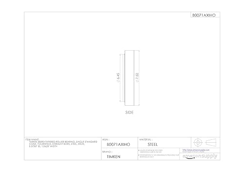 Timken 48393 Tapered Roller Bearing, Single Cone, Standard Tolerance, Straight Bore, Steel, Inch, 5.3750' ID, 1.5625' Width - Poueer