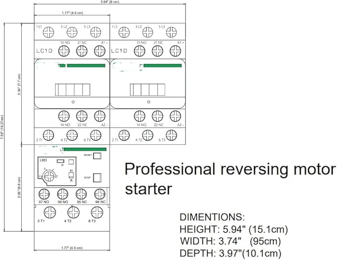 LC1D09 Prof. Reversing Motor Starter 1/3HP @ 220V, 3/4HP @ 480V 1-1.6A.Coil 240V - Poueer