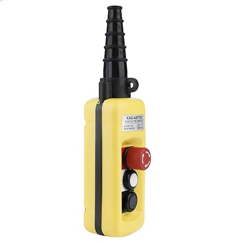 EVTSCAN Latest Crane Hoist Control, XAC-A2713 Crane Chain Hoist Push Button Switch Lifting Pendant Controller with Emergency Stop - Poueer