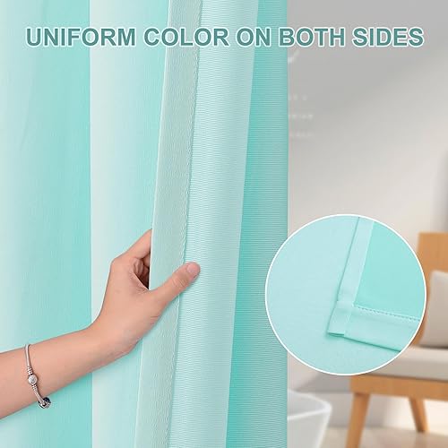 Medical Privacy Screen Office Showroom Curtains That Let Light In - Flame Retardant Hanging Room Divider Curtains - Meets for Fire Retardant Testing to NFPA-701-2019 (1 Panel, Lake Blue, 15x8ft) - Poueer