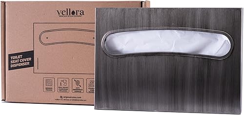 Toilet Seat Cover Dispenser - Enhanced Anti-Fingerprint Coating, HighQuality Stainless Steel, Wall-Mounted for Commercial Bathrooms - Holds 250 Seat Covers - Gold - Poueer