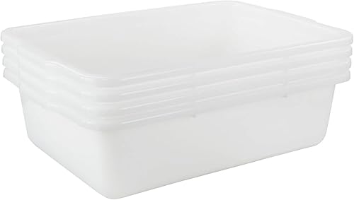 3-Pack 13 L Plastic Commercial Tote Box with Lid, Bus Tubs/Bus Box, Gray - Poueer
