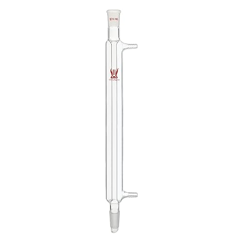 Liebig Condenser, Borosilicate Glass Liebig Condenser with 24/40 Joints, 400mm Jacket Length & 10mm Glass Hose Connection, Lab Glassware - Poueer