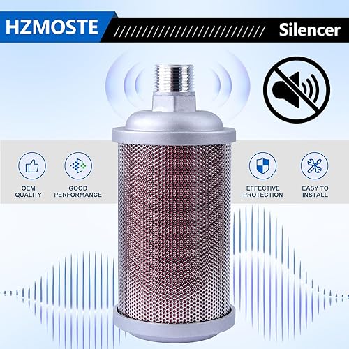 XY-10 Exhaust Silencer, 1'' NPT Male Interface, for Air Compressors, Dryers, Vacuum Pumps - Poueer