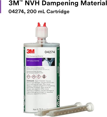 3M NVH Dampening Material 04274, Flexible, Non-Shrink, Non-Solvent, 200 mL Cartridge - Poueer