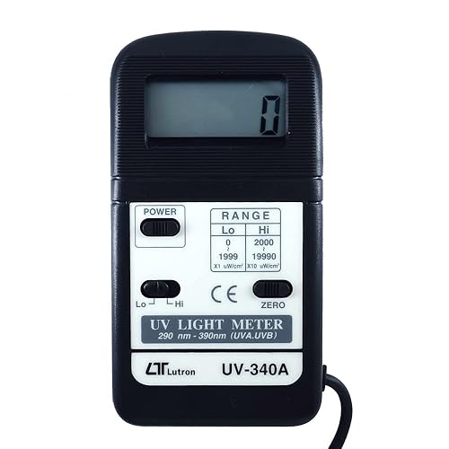 Lutron UV-340AUV Light Meter Alongwith Factory Calibration Certificate (Range:Low Range: 1999 uW/cm^2|High Range: 19990 uW/cm^2) for Stadiums, Theatres, Labs, Clean Rooms, OT Rooms - Poueer