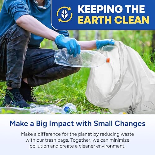 20-30 Gallon Trash Bags, Clear Trash Bags 30'W x 37'L, 8 Micron Clear Garbage Bags, 20-30 Gal High-Density Garbage Can Liners, Fits Square and Round Trash Cans, Pack of 500 - Poueer