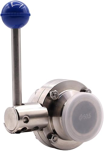 DERNORD 2 Pack 1.5 Inch Tri Clamp Sanitary Butterfly Valve with Pull Handle Stainless Steel 304 Tri Clamp Clover (1.5' Tube OD) - Poueer