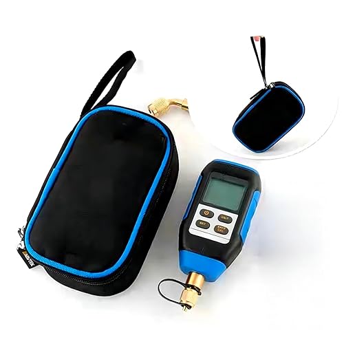 Digital Vacuum Gauge, 0-75000 Microns Gauge Range, ±5% Measurement Accuracy, 4 Vacuum Units Buzzer Alarm Digital Display 7/16”-20UNF Connector Three-Way Connection Extended Rod - Poueer