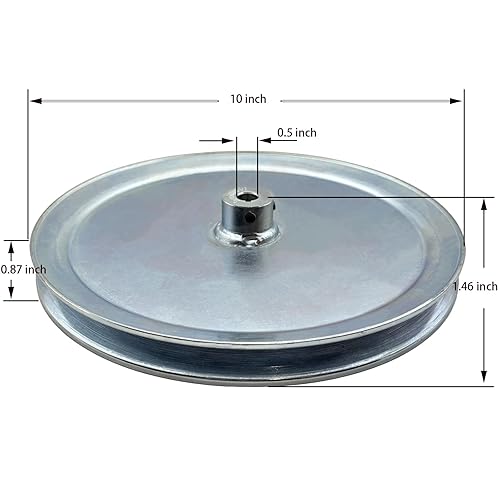 AB1000-1/2 Single Groove Web Sheaves, v Belt Pulley 10' OD 1/2' bore,Motor Pulley Carbon Steel for A B 5L 4L V-Belts - Poueer