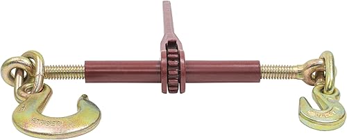 Mytee Products 5/16' - 3/8' Heavy Duty Ratchet Load Chain Binder w/Grab Hook on one Side, 1/2' Slip Hook on Other Side - 6,600 Lbs Working Load Limit (4 Pack) - Poueer