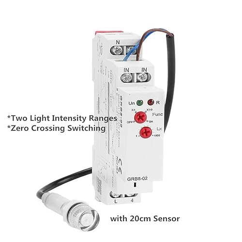 GRB8-01/02 Din Rail Twilight Switch Photoelectric Timer Light Sensor Relay AC110V-240V Auto ON Off - Poueer