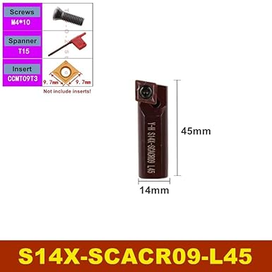 1Pcs S14X S16X SCACR SCBCR SCMCN SCACL SCBCL 06 09 L35 L45 L55 L65 L75 L85 L95 12mm 14mm 16mm CNC Turning Tools Toolholder Bar(S14X-SCACR09-L65) - Poueer