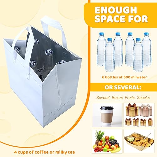 Hushee 200 Pcs Insulated Take out Bags Bulk Thermal Insulation Take Away Bags Disposable 10.24x11.02x6.69 Inch for Grocery Lunch Hot Cold Frozen Food Delivery Shipping Cooler(Black) - Poueer