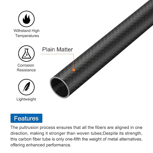 uxcell 4Pcs Carbon Fiber Tubes 25 x 27 x 500mm Matte Surface Rod 3K Roll Wrapped Carbon Round Tubing for RC Airplane Quadcopter Multicopter - Poueer