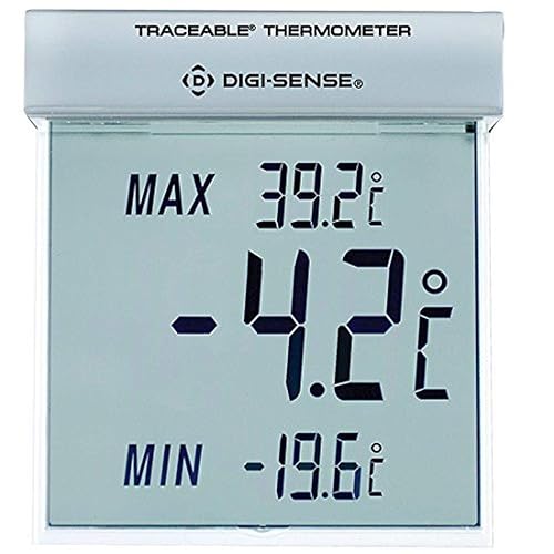 Traceable Calibrated Big-Digit See-Thru Digital Thermometer, –25 to 750 Degrees Celsius, 0.1 Resolution - Poueer