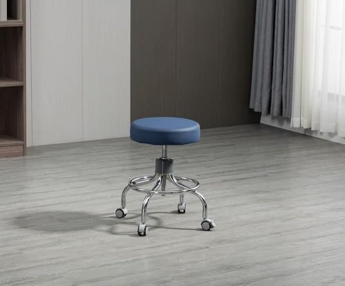 Medical Rolling Exam Adjustable Rotating Doctor Chair for Spa Treatment Clinic (Blue) - Poueer